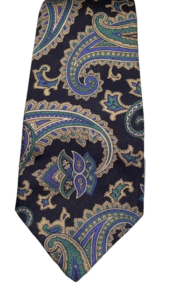 Corbata vintage Camden Court para hombre roja azul y dorada cachemira polietileno y seda EE. UU. Foto 1 de 4