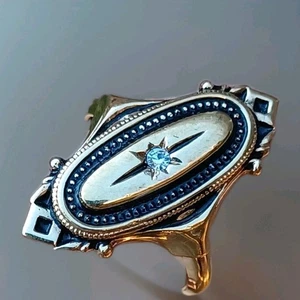 Vintage Avon Adjustable Gold Tone Oval Signet Rhinestone Ring S 6-7 - Picture 1 of 7