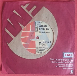 Sex Pistols~Anarchy In The UK 1976 Aussie EMI "A" label promo VG+ Rotten Punk - Picture 1 of 3