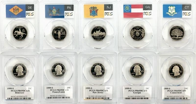 1999 S State Proof CLAD PCGS 69 5 Coin Quarter Set - Image 1 of 4