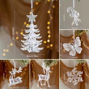 Christmas Tree Hanging Pendant Clear Crystal Ornaments Various Styles Gift Decor - Picture 1 of 40