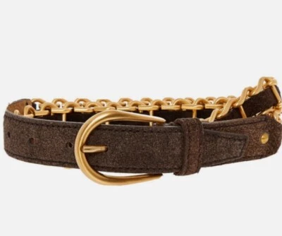 Miu Miu Chain Belt Gold Brown Leather Size: 34/85 Ex-displayed - Image 1 of 4