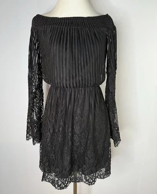 Vestido Trixxi Encaje Manga Campana Hombro Descubierto Talla S Hada Grunge Caprichoso Bruja Foto 1 de 4