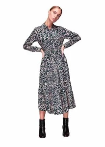 Whistles Dashed Animal Shirt Dress UK 10 Multi RRP 139 Belted Midi Midaxi Collar - Picture 1 of 13