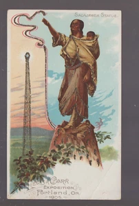 Portland OREGÓN 1905 EXPOSICIÓN Lewis & Clark SACAJAWEA Estatua BRILLO B2 - Imagen 1 de 2