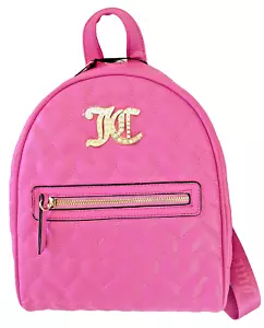 Juicy Couture Pink Backpack Shoulder Bag Lightweight Rhinestone Quilted Hearts - Picture 1 of 10