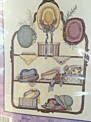 Kit Punto de Cruz Contado Bucilla # 43189 COLECCIÓN SOMBRERO ANTIGUO 11" X 14" Abierto Foto 1 de 4