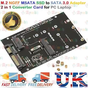 Scheda convertitore 2 in 1 chiave B M.2 NGFF MSATA SSD a SATA 3.0 per PC laptop - Foto 1 di 12