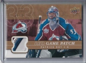  2008-09 Upper Deck Game Patches #GJPR Patrick Roy /15 - Colorado Avalanche