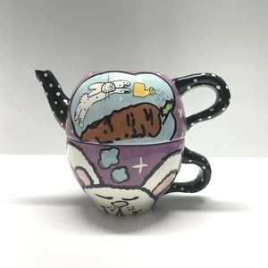 Joanne delomba With Love lila schwarz Teekanne und Kaffeebecher Keramik Deckel fehlt - Bild 1 von 12