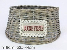 Copri Base Colore Naturale Albero di Natale sottoalbero Vimini Buone Feste 35cm