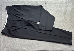 Zanella Anzughose Herren 36 x 28 schwarz Manschetten plissiert Bennettwolle Italien *beschädigt