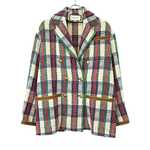 Gucci 2019 RESORT MULTI TESSUTO DOPPIO TWEED JACKET MIX 42 545490 donna