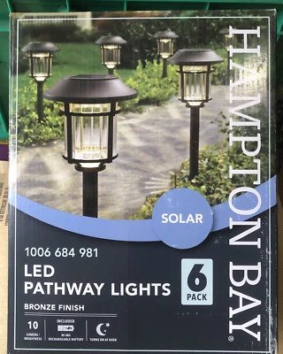 Hampton Bay Low Voltage Black Integrated LED Path Lights SOLAR 6-Pack - Image 1 of 3