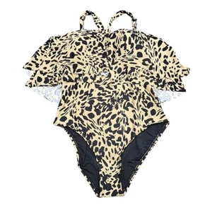 Jantzen Printed Swimsuit Size 16 Clair Ruffle Adjustable Halter Strap One Piece - Picture 1 of 8