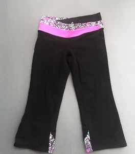 IVIVVA by LULULEMON BLACK CROPS PANTS CROP PINK SIZE 12 - Picture 1 of 9