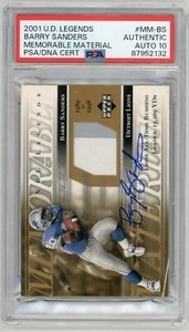 2001 Upper Deck UD Legends #MM-BS Memorable Material Barry Sanders Signed PSA 10 - Picture 1 of 2