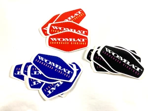 Large Vintage Wombat Snowboard Bindings Sticker Lot - 1980's 1990's Red Blue Blk - Picture 1 of 2