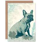 French Bulldog Modern Monochrome Art Birthday Blank Greeting Card With Envelope