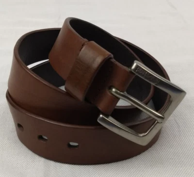 Timberland Cinturón Cuero Genuino Marrón Plata Logo Hebilla Clásico Informal Para Hombres 32 Foto 1 de 4