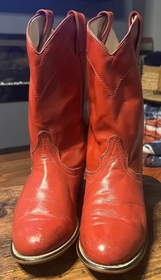 Laredo Women's 7 M Red Western Leather Boot Cowgirl Stitched VTG Goth Grunge Y2K - Image 1 of 4
