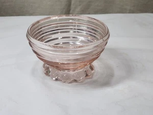 Vintage Ancoraggio Hocking Depressione Vetro Manhattan Rosa Rigato Alto Sherbet - Foto 1 di 4