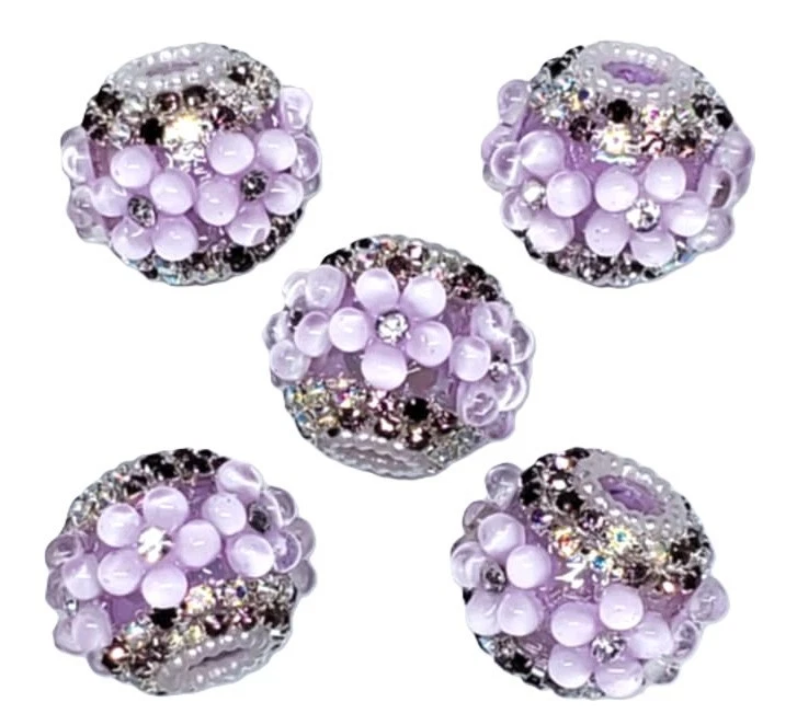 5 Pcs - Purple Flower - 20mm - Fancy Beads For Beadable Pens - DIY Crafts - Image 1 of 1