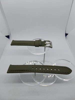Correa de reloj de tela de vela y cuero verde oliva 18 mm Foto 1 de 4