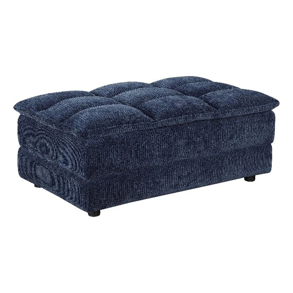 Otomana rectangular tapizada de tela de pana Coaster Atlantic en azul Foto 1 de 4