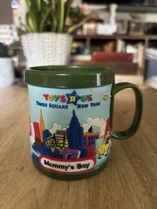 Vintage Green Mug Cup Toys R Us Times Square NYC Souvenir Plastic Mommy’s Boy - Picture 1 of 6