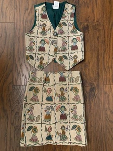 Vintage Sister Be Cool Matching Vest Skirt Set Kids size 8 No Belt - Picture 1 of 9