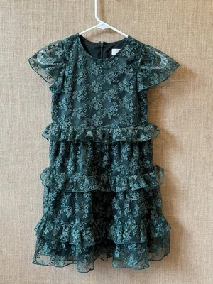 Vestido de renda Rachel Parcell verde metálico para meninas tamanho 8 - Imagem 1 de 3