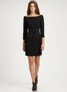 Rag & bone Lamb Leather Accent Black  Dress ( Size 10 ) - Picture 1 of 17