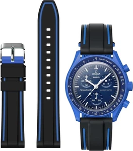 Bands for Moonswatch Watch,Soft Silicone Strap Compatible with Omega x Blue - Picture 1 of 8