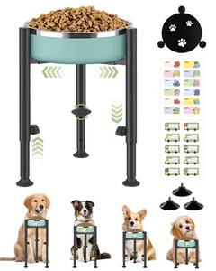 Single Raised Dog Bowl Stand, Elevated Dog Food Bowl Holder, Adjustable Width... - Picture 1 of 7