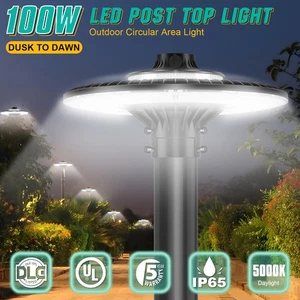 100W LED Post Top Light Dusk to Dawn Commercial Garden Yard  Pole Light Fixtures - Picture 1 of 11