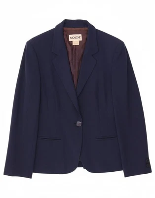 MOUCHE Womens 1 Button Blazer Jacket UK 12 Medium Navy Blue Acetate DU14 - Image 1 of 4