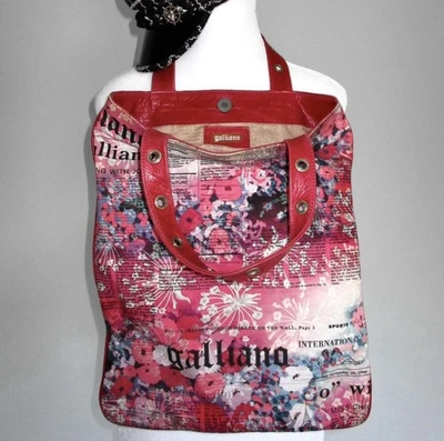 vintage John Galliano dior pink floral tote bag newsprint pink era - Image 1 of 3