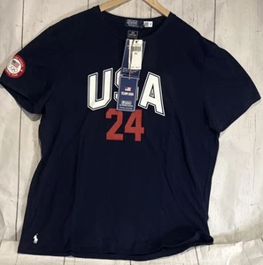 Polo Ralph Lauren USA RL America flag 24 Paris Olympic Navy XXL T-shirt NWT $69 - Picture 1 of 9