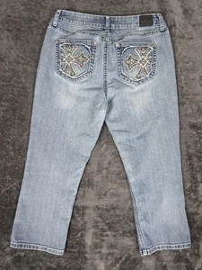 Jeans donna Love Indigo taglia 12 con cappuccio impreziosito tasche blu denim lavaggio chiaro - Foto 1 di 7