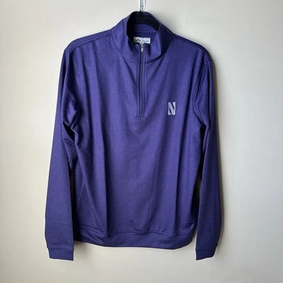 Peter Millar Men’s Northwestern Wildcats Perth 1/4 Zip Small Purple - Image 1 of 4