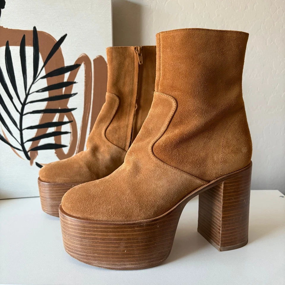 Simon Miller High Raid Platform Chunky Suede Leather Platform Brown Boot Size 38 - Image 1 of 4