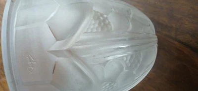 ancienne vasque obus globe art deco nouveau centre de lustre suspension Degué - Photo 1/4