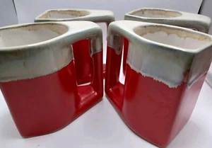 4 tazas de café apilables rojas vintage MCM, mediados de siglo, firmadas CyC - Imagen 1 de 9
