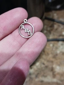 Women's Small Sterling Alpha Xi Delta Sorority Round Circle Charm - Picture 1 of 3