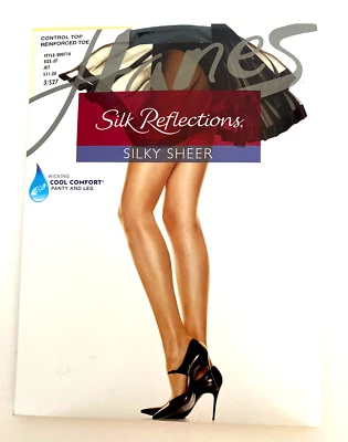 Hanes шелк отражения шелковистый чистый управления верхний усиленный носок размер EF цвет Jet - Изображение 1 из 3