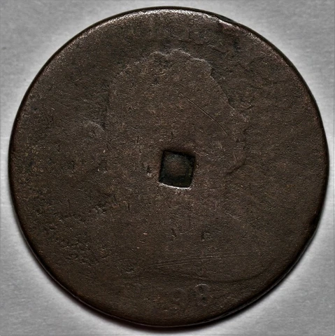 1798 Draped Bust Large Cent - Stamped - US 1c Copper Penny Coin - L37 Cover