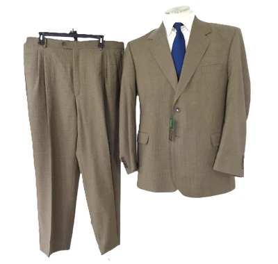 Daniel Grey Travel Concept Biege Houndstooth Relaxed Fit Suit 46R - Image 1 of 4