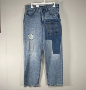 Levi's 568 Loose Denim Jeans Men's 31 x 32 Blue Distressed Patchwork Big E NWT - Picture 1 of 20