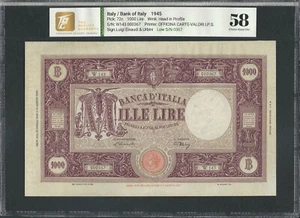Italy Lire 1.000 q FDS / a UNC BARBETTI NUMERI BASSI Decr. 13-04-1945 R !!! - Picture 1 of 2